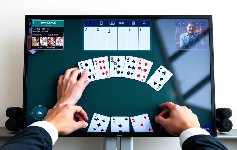 Skjerm med multihand blackjack-spill
