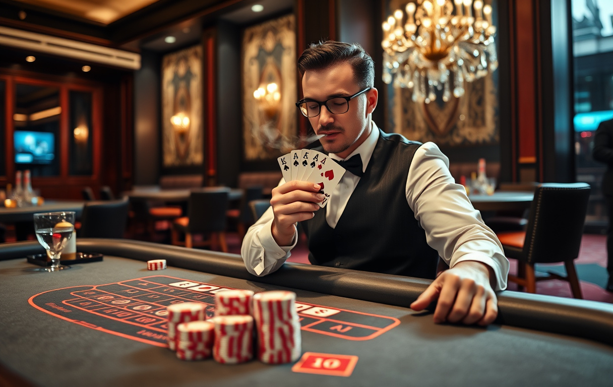 Live baccarat-bord med dealer